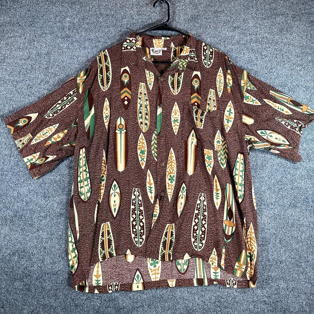 ISA Men’s XL 100% Rayon Retro Surfboard Hawaiian Shirt Made in Costa Rica